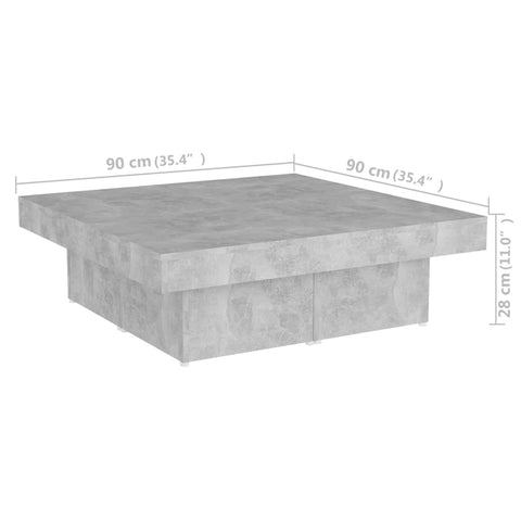 vidaXL Couchtisch Betongrau 90x90x28 cm Holzwerkstoff