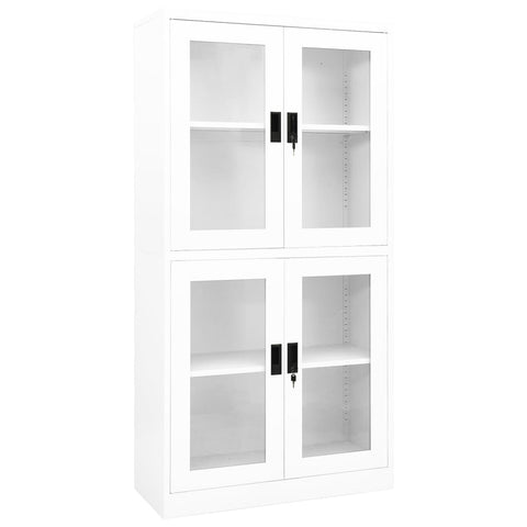 hocami - Büroschrank Weiß 90x40x180 cm Stahl und Hartglas - buroschrank-weiss-90x40x180-cm-stahl-und-hartglas-1 - 