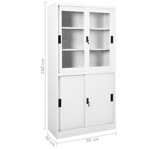 Büroschrank mit Schiebetüren Weiß 90x40x180 cm Stahl