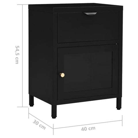 vidaXL Nachttisch Schwarz 40x30x54,5 cm Stahl und Glas