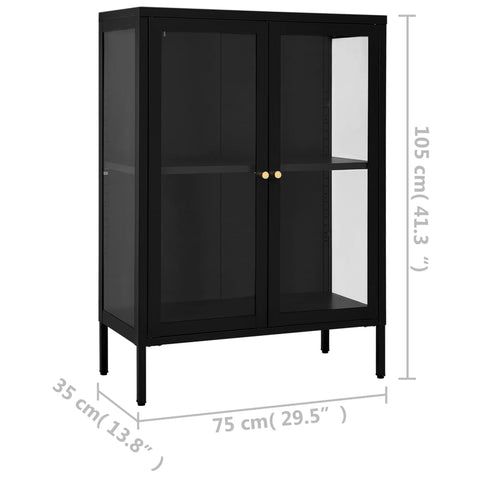 Sideboard Schwarz 75x35x105 cm Stahl und Glas