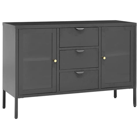 Sideboard Anthrazit 105x35x70 cm Stahl und Hartglas