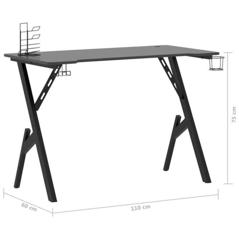 vidaXL Gaming-Schreibtisch mit Y-Gestell Schwarz und Rot 110x60x75 cm