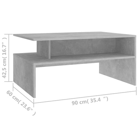 vidaXL Couchtisch Betongrau 90x60x42,5 cm Holzwerkstoff