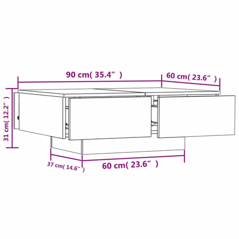 vidaXL Couchtisch Sonoma-Eiche 90x60x31 cm Holzwerkstoff