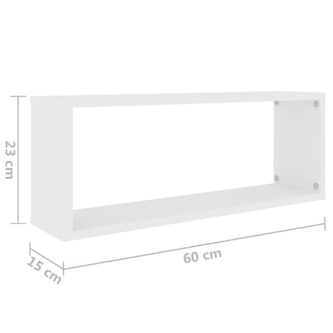 Würfelregale 2 Stk. Weiß 60x15x23 cm Holzwerkstoff