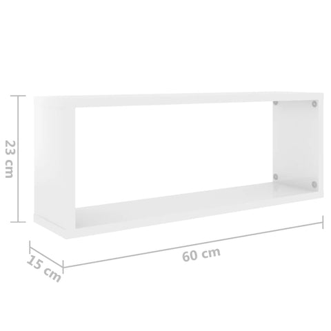 Würfelregale 4 Stk. Hochglanz-Weiß 60x15x23 cm Holzwerkstoff