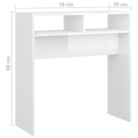 vidaXL Konsolentisch Hochglanz-Weiß 78x30x80 cm Holzwerkstoff