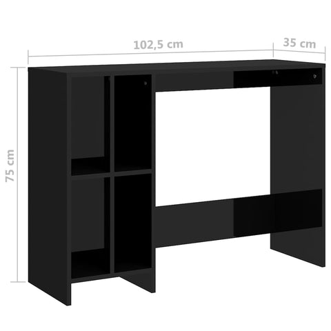 vidaXL Computertisch Hochglanz-Schwarz 102,5x35x75 cm Holzwerkstoff