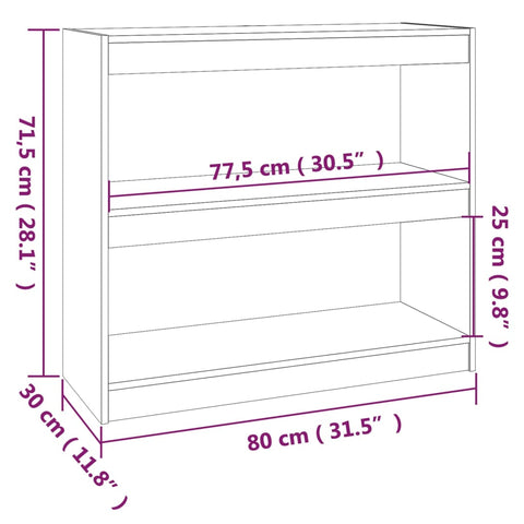 Bücherschrank/Raumteiler Honigbraun 80x30x71,5 cm Kiefernholz