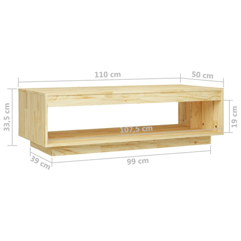 vidaXL Couchtisch 110x50x33,5 cm Massivholz Kiefer