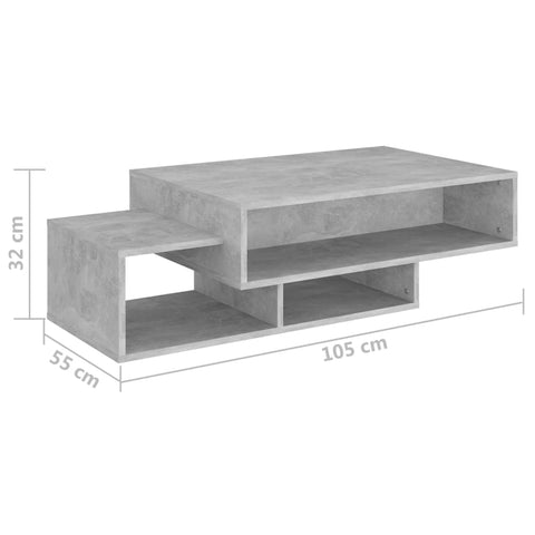 vidaXL Couchtisch Betongrau 105x55x32 cm Holzwerkstoff