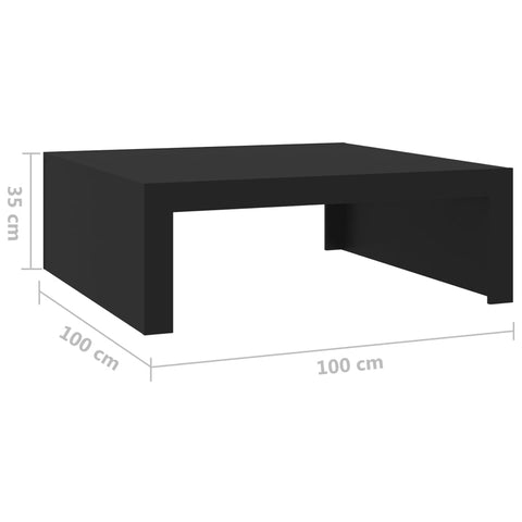 vidaXL Couchtisch Schwarz 100x100x35 cm Holzwerkstoff