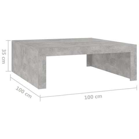 vidaXL Couchtisch Betongrau 100x100x35 cm Holzwerkstoff