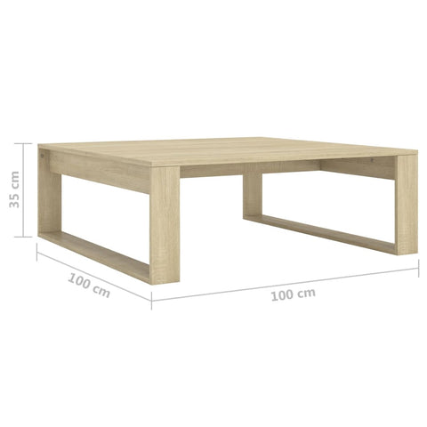 vidaXL Couchtisch Sonoma-Eiche 100x100x35 cm Holzwerkstoff