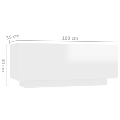 vidaXL Nachttisch Hochglanz-Weiß 100x35x40 cm Holzwerkstoff