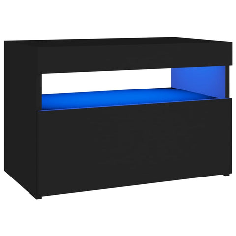 vidaXL Nachttisch mit LED-Leuchten Schwarz 60x35x40 cm Holzwerkstoff