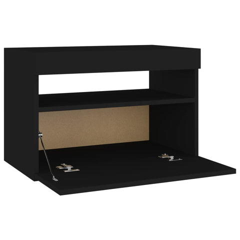 vidaXL Nachttisch mit LED-Leuchten Schwarz 60x35x40 cm Holzwerkstoff