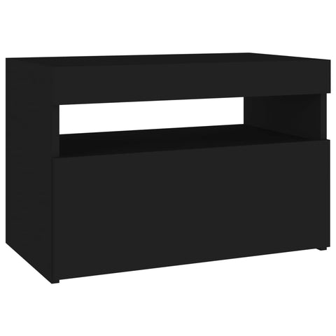 vidaXL Nachttisch LED-Leuchten 2 Stk. Schwarz 60x35x40cm Holzwerkstoff