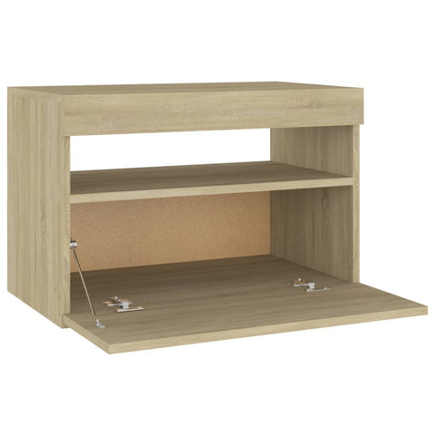 vidaXL Nachttisch LED-Leuchten Sonoma-Eiche 60x35x40cm Holzwerkstoff