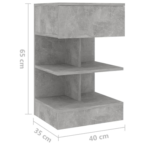 vidaXL Nachttische 2 Stk. Betongrau 40x35x65 cm