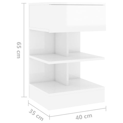 vidaXL Nachttisch Hochglanz-Weiß 40x35x65 cm Holzwerkstoff