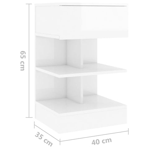 vidaXL Nachttische 2 Stk. Hochglanz-Weiß 40x35x65 cm