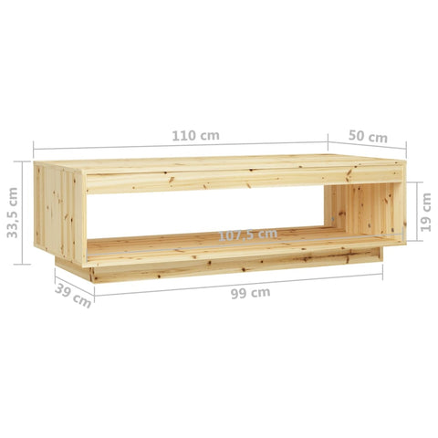 vidaXL Couchtisch 110x50x33,5 cm Massivholz Tanne