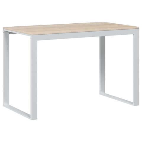 vidaXL Computertisch Weiß und Eiche-Optik 110x60x73 cm Holzwerkstoff