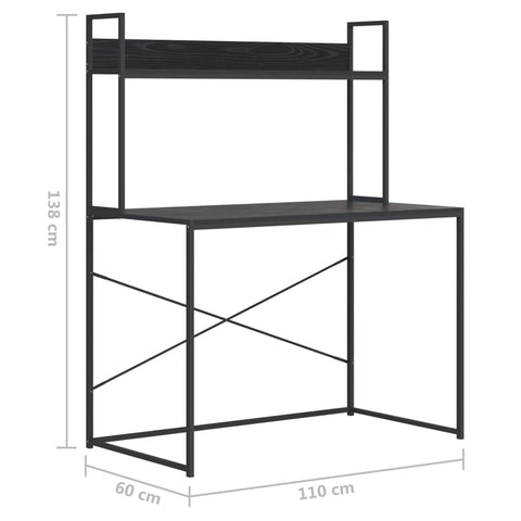 vidaXL Computertisch Schwarz 110x60x138 cm Holzwerkstoff