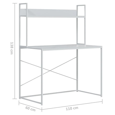 vidaXL Schreibtisch Weiß 110x60x138 cm Holzwerkstoff