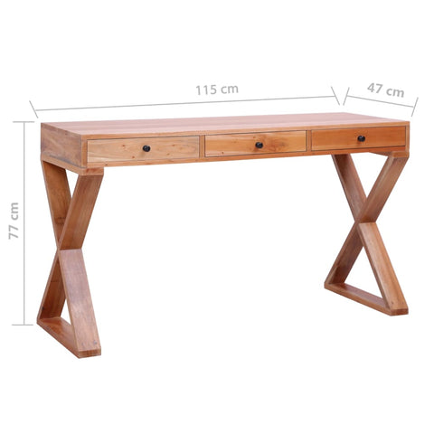 vidaXL Computertisch Natur 115x47x77 cm Massivholz Mahagoni