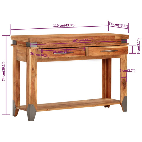 vidaXL Konsolentisch 110x34x74 cm Massivholz Akazie