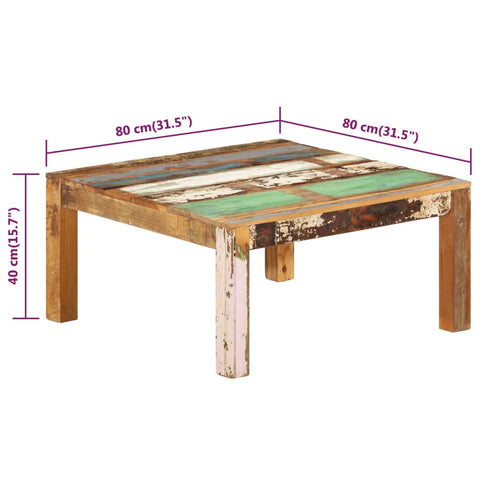 vidaXL Couchtisch 80x80x40 cm Altholz Massiv