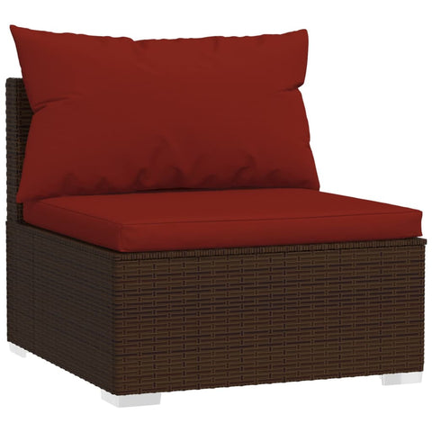 4-Sitzer-Sofa mit Kissen Braun Poly Rattan