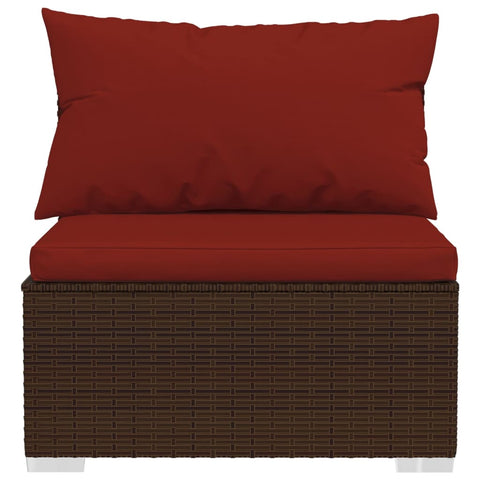 4-Sitzer-Sofa mit Kissen Braun Poly Rattan