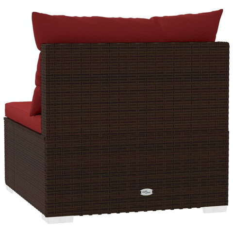 4-Sitzer-Sofa mit Kissen Braun Poly Rattan