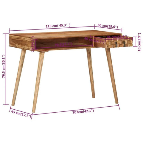 vidaXL Schreibtisch 115x50x76 cm Massivholz Akazie