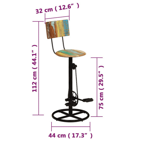 vidaXL Barhocker 2 Stk. Altholz Massiv