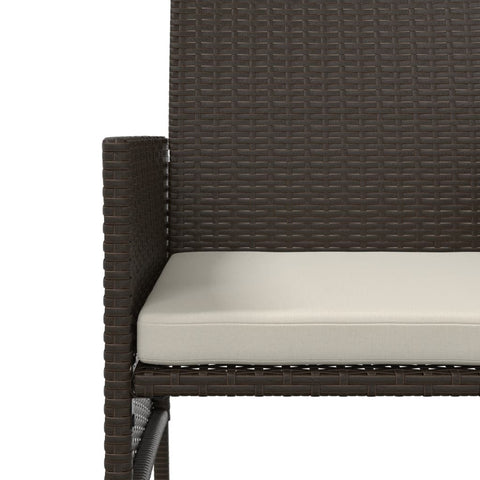 Gartensofa 2-Sitzer mit Tisch und Hockern Braun Poly Rattan