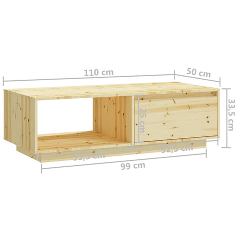 vidaXL Couchtisch 110x50x33,5 cm Massivholz Tanne