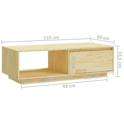 vidaXL Couchtisch 110x50x33,5 cm Massivholz Kiefer