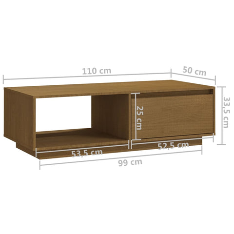 vidaXL Couchtisch Honigbraun 110x50x33,5 cm Massivholz Kiefer