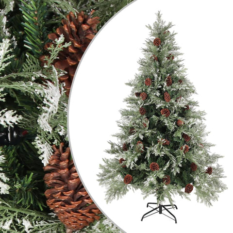 Weihnachtsbaum mit Zapfen Grün und Weiß 120 cm PVC & PE