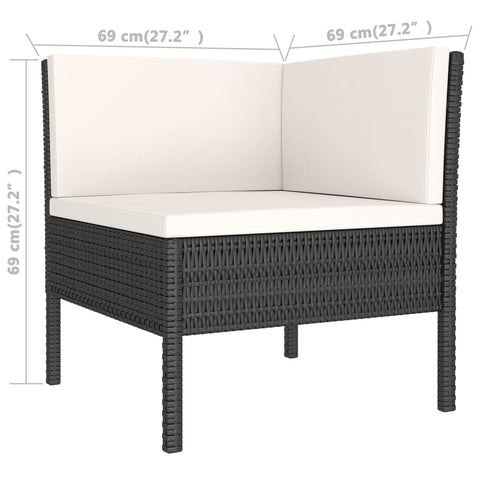 10-tlg. Garten-Lounge-Set mit Auflagen Poly Rattan Schwarz