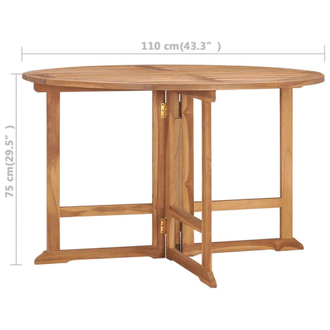 vidaXL Garten-Esstisch Klappbar Ø110x75 cm Massivholz Teak