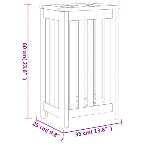 vidaXL Wäschebehälter 35x25x60 cm Massivholz Teak