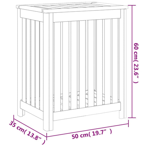 vidaXL Wäschebehälter 50x35x60 cm Massivholz Teak