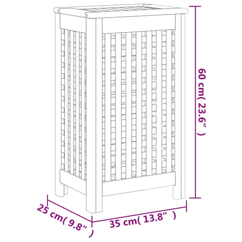 vidaXL Wäschebehälter 35x25x60 cm Massivholz Teak