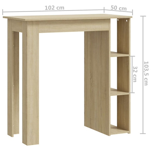 vidaXL Bartisch mit Regal Sonoma-Eiche 102x50x103,5 cm Holzwerkstoff